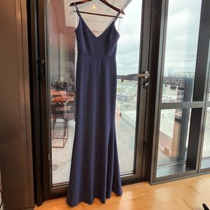 Lulus, Infinite Glory Slate Blue Maxi Dress